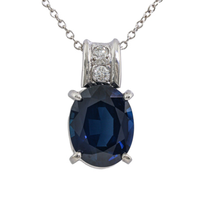 3.27ct Sapphire & Diamond Pendant