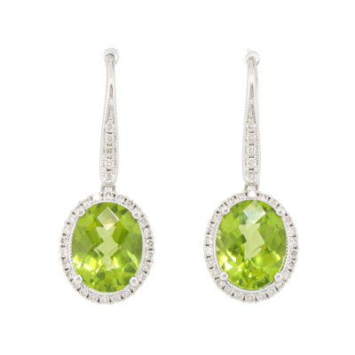 4.10ct Peridot and Diamond Earrings
