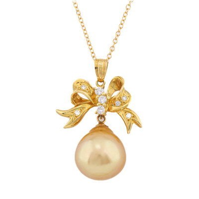 12.0mm Golden South Sea Pearl & Diamond Pendant