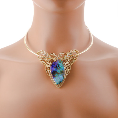 47.23ct Boulder Opal & Diamond Necklace