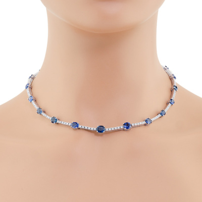 14.56ct Sapphire & 2.44ct Diamond Necklace