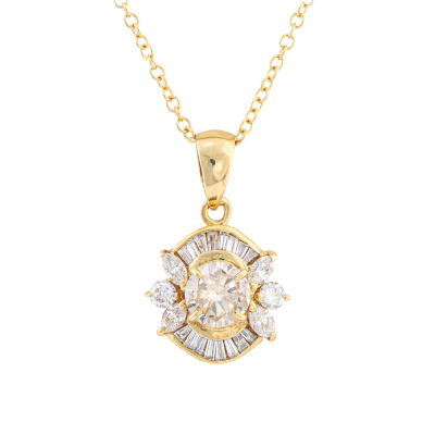 Champagne & White 0.97ct Diamond Pendant