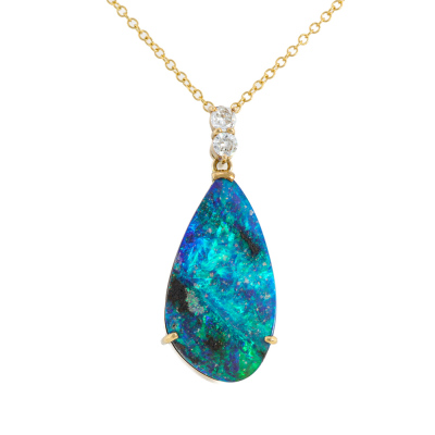 10.47ct Boulder Opal & Diamond Pendant