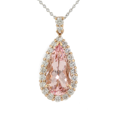 3.64ct Morganite & Diamond Pendant