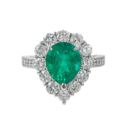 2.25ct Colombian Emerald & 1.60ct Diamond Ring