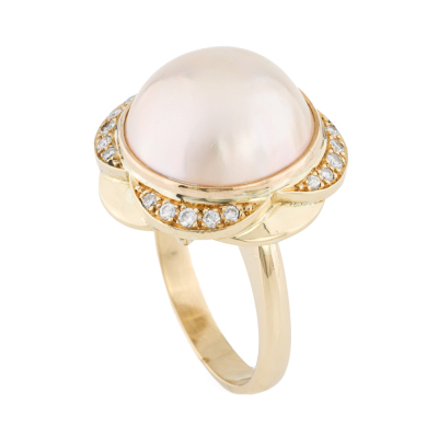 16.0mm Mabe Pearl & Diamond Ring