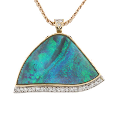 Black Opal & Diamond Pendant