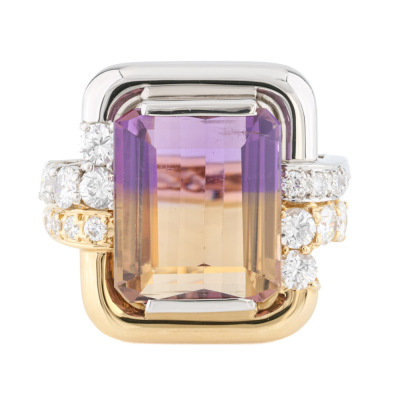 10.79ct Ametrine & 1.05ct Diamond Ring