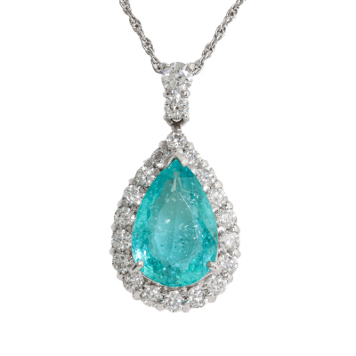 2.97ct Mozambique Paraiba Tourmaline Pendant GIA