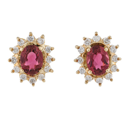 2.00ct Pink Tourmaline & Diamond Earrings