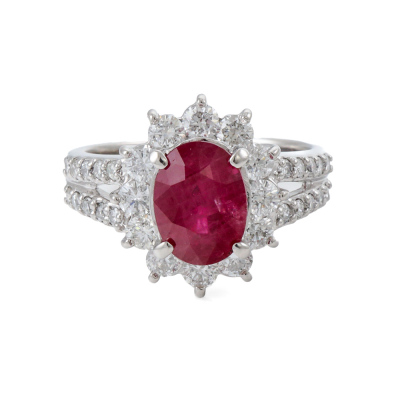 3.03ct Ruby & 1.15ct Diamond Ring