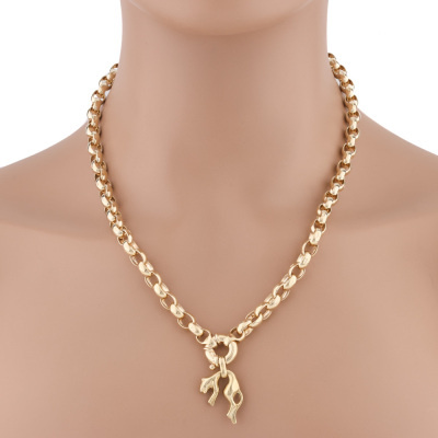 Panther Charm & Belcher Chain, 9ct 35.6g