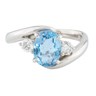 1.15ct Aquamarine & Diamond Ring
