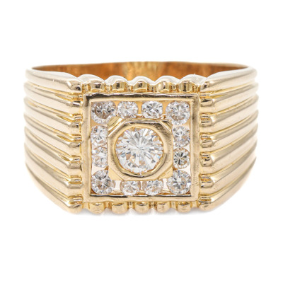 0.54ct Diamond Mens Ring 18ct Yellow Gold