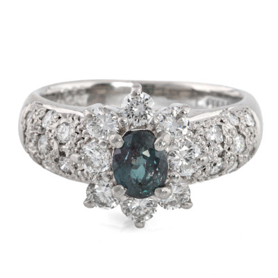 0.56ct Alexandrite & Diamond Platinum Ring