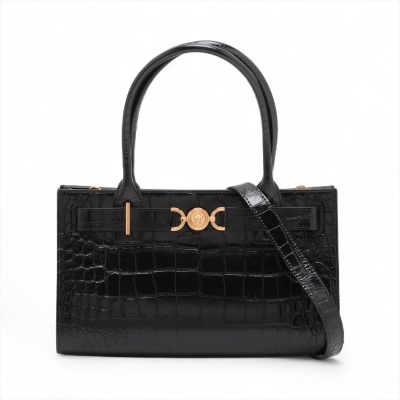 Versace Medusa 95 Croc-Effect Top Handle Bag