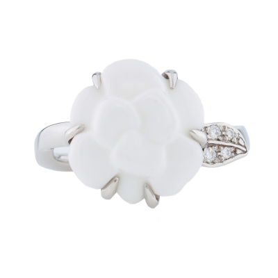 Chanel Camellia Ceramic & Diamond Ring