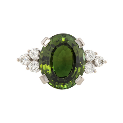 6.20ct Green Tourmaline & Diamond Ring