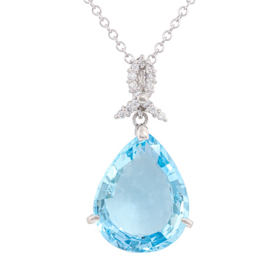 10.04ct Aquamarine & Diamond Pendant