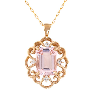 2.10ct Morganite & Diamond Pendant