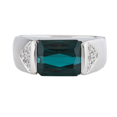 3.36ct Tourmaline & Diamond Mens Ring