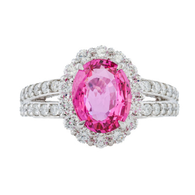 2.09ct Pink Sapphire & Diamond Ring