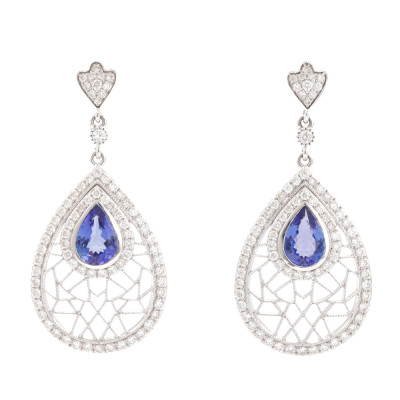 3.16ct Tanzanite & 2.62ct Diamond Earrings