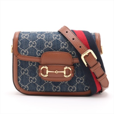 Gucci Small GG Denim Horsebit 1955 Bag