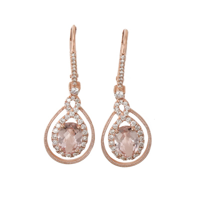 1.37ct Morganite and Diamond Earrings