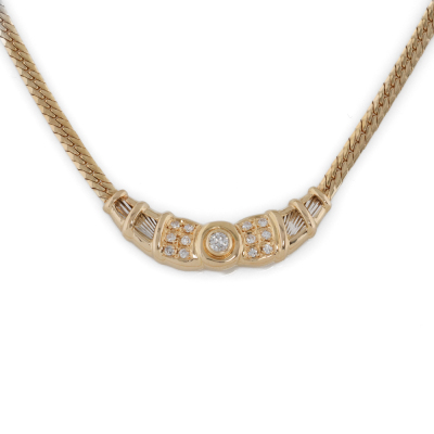 Diamond Necklace, 18ct Gold & Platinum 13.8g