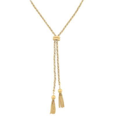Rope Lariat Necklace with tassels 18ct Gold 87.9g
