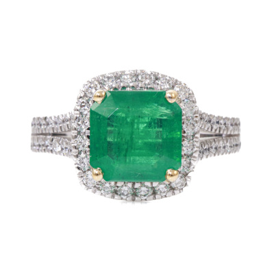Emerald 2.41ct & Diamond 18ct Gold Ring