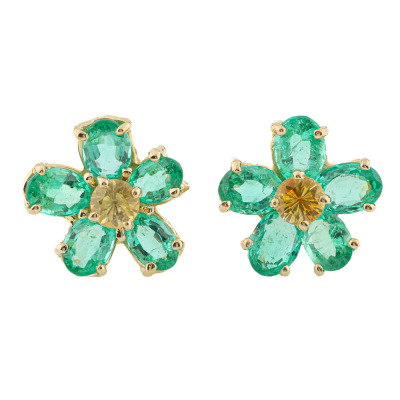 1.30ct Emerald and Sapphire Earrings