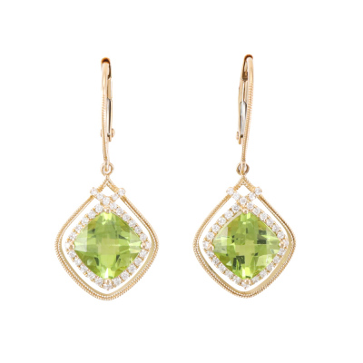 2.93ct Peridot & Diamond Earrings