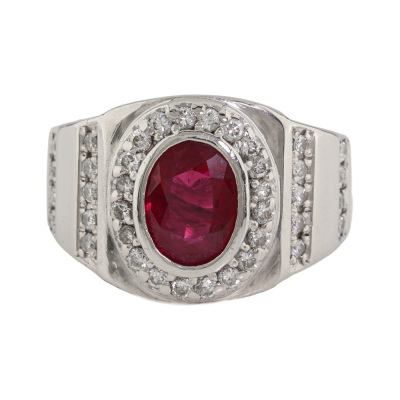 2.05ct Ruby & Diamond Mens Ring
