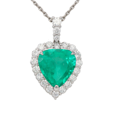 3.34ct Colombian Emerald & Diamond Pendant