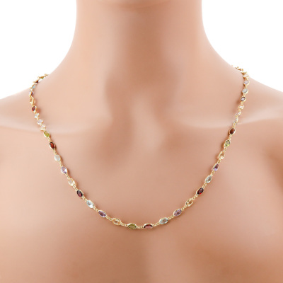 Multicolour Gemstone Necklace, 18ct Gold