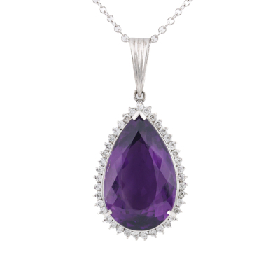 14.71ct Amethyst & Diamond Pendant