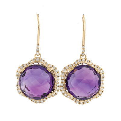 10.09ct Amethyst and Diamond Earrings
