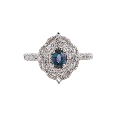 Brazilian Alexandrite & Diamond Ring GIA