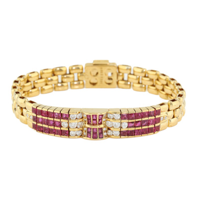2.97ct Ruby & Diamond Bracelet 18ct Gold 29.1g