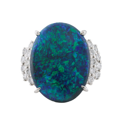 4.90ct Black Opal & Diamond Ring