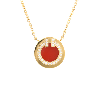 Tiffany & Co T Circle Pendant Carnelian