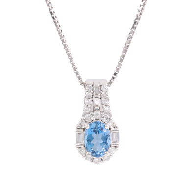 0.73ct Aquamarine & Diamond Pendant