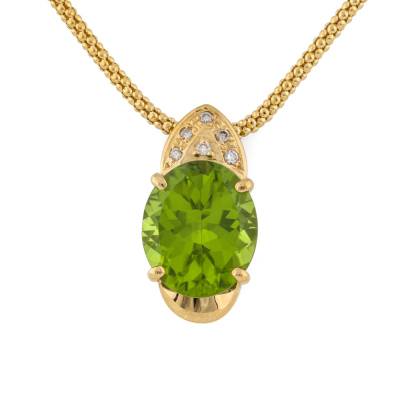 6.42ct Peridot & Diamond Pendant