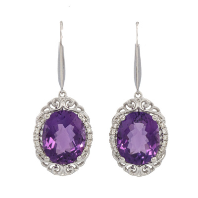4.85ct Amethyst and Diamond Earrings