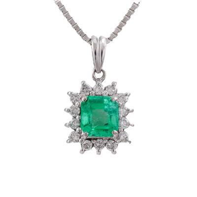 0.97ct Emerald & Diamond Pendant