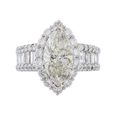 2.08ct Centre Marquise Cut Diamond Ring