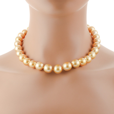 13.7-10.6mm Golden South Sea Pearl Necklace