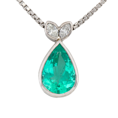 2.10ct Colombian Emerald & Diamond Pendant